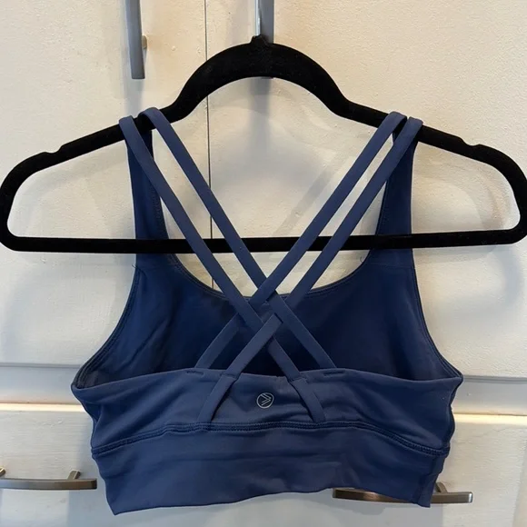 Women's Blue Strappy Sports Bra - Picture 2 of 2